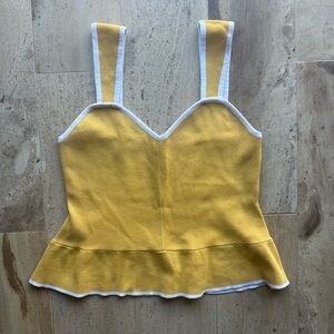 Lumiere Yellow Peplum Bustier Tank Top Size Small